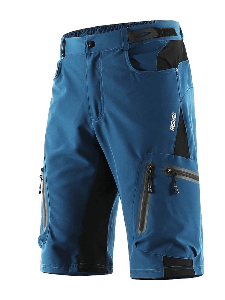 Men's Elastic Waistband Cycling Shorts with Side Pockets, Blue - SF0593